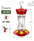 Front view of 2 Pack Hummingbird Feeder For Outdoors Hanging, 18 Oz Capacity, Six Feeding Ports With Built In Ant Moat And Bee Guard