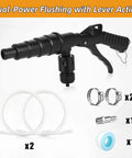 Lever Action Coolant Flush Gun Kit For Automotive Cooling System And Heater Core Cleaning With 2 Transparent Garden Hoses
