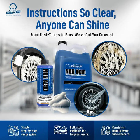 Pro Grade Wheel And Tire Cleaner Concentrate 4 To 1 Dilution Thick Foamy Formula Lifts Brake Dust Oil Dirt And Light Corrosion For Easy Car Detailing Safe On Finishes Works With Tire Brush 16 Oz Bottle, non-acid wheel cleaner spray bottle