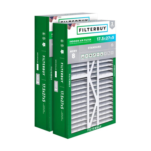 Air Filter 17.5x27x5 MERV 8 Two Pack For HVAC System Pleated Dust And Allergen Defense Fits Trane And American Standard
