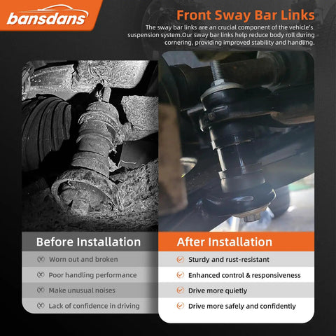 Front Suspension Stabilizer Bar Kit 33mm Sway Bar With Link Kit Beefed Up Fits Chevy Impala Monte Carlo Venture, before and after install