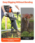 Powerful Electric Post Hole Digger with 1500W Motor in use alongside a manual digging alternative.