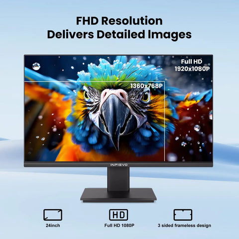 Dope 24 Inch Full HD Monitor With Built In Speakers For Home Office 100Hz Refresh Rate 3000 To 1 Contrast 99 Percent sRGB