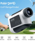 Magnetic Golf Rangefinder With Slope Compensation And Pin Seeking Tech Up To 1000 Yards USB-C white device near golf course