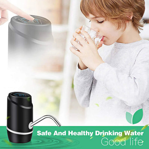 Child drinking water from Portable 5 Gallon Electric Water Dispenser With USB Rechargeable Pump For 2 To 5 Gallon Jugs