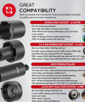 6 Pack Spindle Nut Socket Set With One Half Inch Drive Heavy Duty Tool Kit For Ford F Series GM Toyota And Dana Axles Removes And Installs 4 Slot And 6 Slot Spindle Nuts With Storage Case Lug Out Nut Sockets Remover Puller Kit product details and dimensions