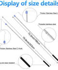 74 Inch Adjustable Truck Bed Reach Tool With Stainless Steel Construction Foam Handle And Long Hooks For Easy Loading size details