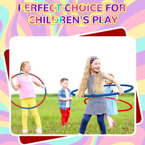 Children playing with Two Pack Adjustable Toy Hoop Exercise Rings Set With Detachable Plastic Blocks, colorful hoops in playground