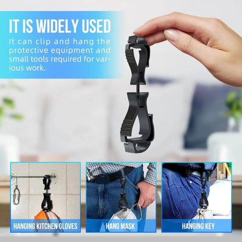Hand holding a Durable Glove Clip Holder For Work Gloves Heavy Duty Clip For Duty Belts And Construction Gear Ergonomic Design