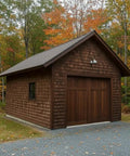 Straight Up Premium Aging Wood Stain In Ranchworn For Indoor And Outdoor Deck Siding applied to rustic wooden shed exterior.