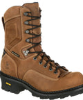 Logger Style Composite Toe Work Boot With Waterproof System And Electrical Hazard Safety Full Grain Leather Upper Brown Wide 8.5