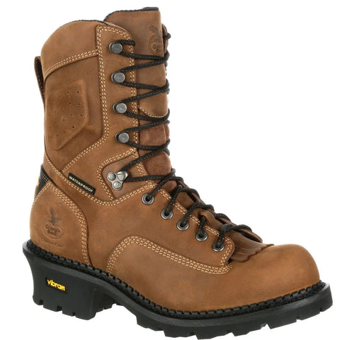 Logger Style Composite Toe Work Boot With Waterproof System And Electrical Hazard Safety Full Grain Leather Upper Brown Wide 8.5