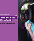 Backseat Air Comfort Made Easy Car Vent Extender Hose Delivers Quick Cool Or Warm Air To Second And Third Row Passengers Perfect For Summer Trips And Winter Rides 8ft Long Black Ice next to child and dog in car backseat.