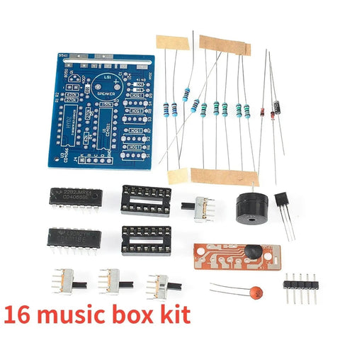 Sixteen Dope Sounds Custom Mechanical Music Box Kit For Kids Build Your Own Tuned Toys With Simple DIY Electronics Projects For Creative Play For Budding Engineers And Music Lovers Learning Hands On Electronics And Creative Sound Experiments. DIY electronics kit parts