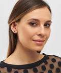 Dope Dainty Ball Stud Earrings Set For Women And Men, 3mm Tiny Black Hand Painted Enamel Color, Hypoallergenic Surgical Steel With 14K Gold Plated Option, Great For Second Piercings And Multiple Holes, Everyday Cute Jewelry on model