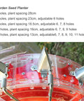 Walk Behind Seed Planter For Home Gardens With Six Seed Openings Clear Seed Storage Box close-up of adjustable mechanism