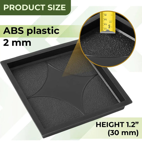Plastic Molds Concrete Set For Patio Paving 4 Pcs Big Pathmaker with 2mm thick ABS material, close-up of mold size 30x30 cm.