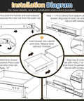 Installation diagram for heavy duty locking drawer slides with full extension ball bearing side mount rails