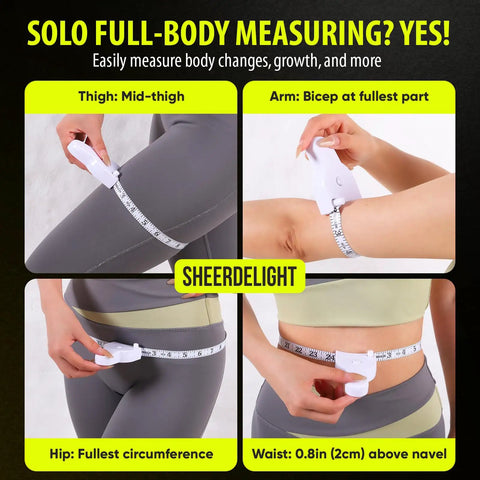 Slim Accurate Retractable Body Measuring Tape 2 Pack with Inch and Centimeter dual scale measuring thigh, bicep, and waist