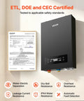 Straight Up Zero Wait Tankless Electric Water Heater 240 Volt 18 Kilowatt with ETL certification and LED touch screen panel.
