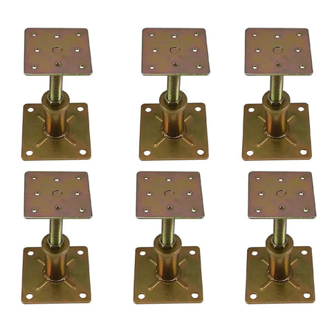 Beefy Built Tough Adjustable Floor Jacks 4.3 To 6.6 Inch Range For Leveling Stairs Porches Decks And Crawl Spaces Galvanized Screw Post Poles 4500 Lb Capacity Six Pack