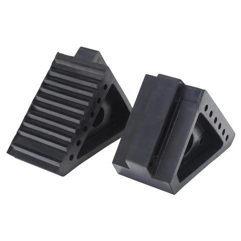 Solid Rubber Wheel Chocks With Traction Ribs For That Tire Grip And A Handy Handle For Quick Positioning Built Tough To Keep Your Ride Secured On Slopes
