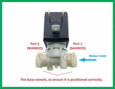 Two Way Solenoid Valve For Breville Espresso Machines 120V 60Hz Replacement Fits BES860XL BES870XL SP0020445 CEME V799VN15PR44 front view with ports.