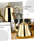 Top Shelf Stainless Steel Kettle With Extended Spout For Smooth Pours Heat Resistant Bottom Works Great On Gas Stove And Induction Cooker Go To Coffee Gear, golden stainless steel kettle with precision spout.