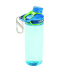 Size 3 SBiner Dual Carabiner Stainless Steel clipped to a blue water bottle, ideal for keychains and gear.