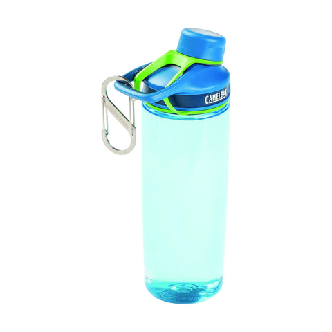 Size 3 SBiner Dual Carabiner Stainless Steel clipped to a blue water bottle, ideal for keychains and gear.