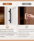 Comparison of Matte Black Drawer Pulls 30 Pack 3 Inch Hole Center Cabinet Handles and a competing handle.