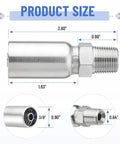 Racewill hydraulic hose fitting, 3/8 in ID to 3/8 in NPTF male, metal with protective cover.