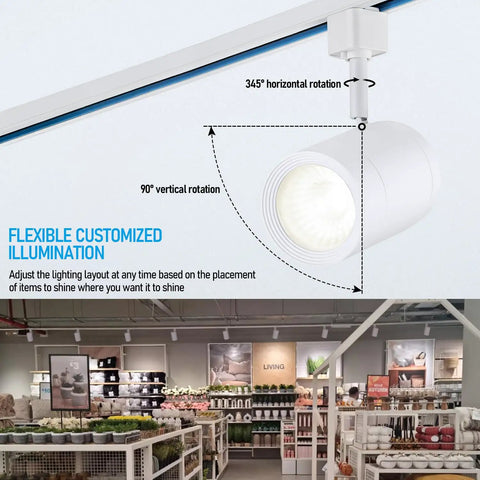 Pro Grade 17.5W LED H Track Light Heads Pack Of 4 For Stores And Restaurants ETL Listed Dimmable CRI90 4000K above retail space