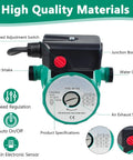 Dead Quiet Hot Water Recirculating Pump With Adjustable Speed Settings For Reliable Instant Hot Water Delivery Super Silent Water Heater Circulator Unit showing speed adjustment switch and specifications.