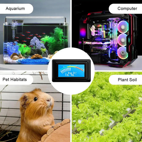 USB Powered Digital Thermometer Temperature Gauge With Sensor Probe For Aquarium Car PC Case Incubator Brooder And Pet Enclosures LCD Display With Fahrenheit And Celsius Readouts, for aquarium and PC case