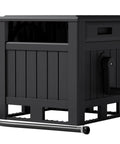Resin Garden Hose Reel Hideaway With Easy One Hand Rewind Outdoor Hose Storage Cabinet, black, fits 170 ft 5/8 in hose.
