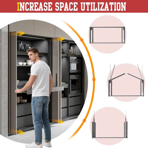 20 Inch Pocket Door Slides with Hinges Complete Installation Kit showing space-saving cabinet door use