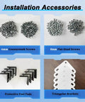 Installation accessories for Heavy Duty L Shaped Steel Brackets include 6mm countersunk screws and 8mm flat-head screws.