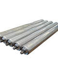 Heavy Duty Stainless Steel Conveyor Rollers With Portable Folding Belt Slide And Smooth Idler Wheels Built Tough For Warehouse Floors.