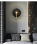 Retro Round Wall Sconces Crafted From Premium Copper With Rust Proof Build And Glare Free Warm Glow To Level Up Your Bedroom Bedside Or Living Room Setup Today 32 Cm Fixture on a stylish gray wall.