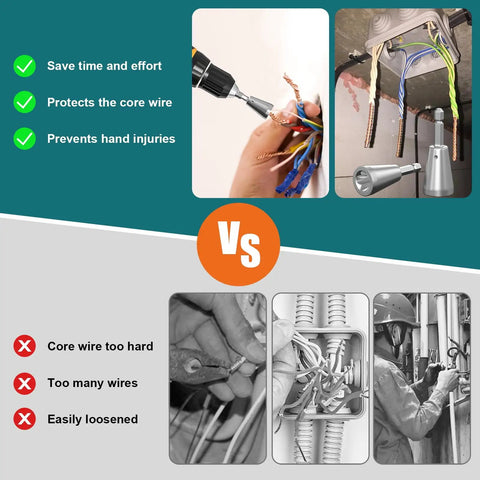 Pro Grade Heavy Duty Wire Nut Twister Drill Bit Attachment Rock Solid Two Piece Set for swift electrical splicing and safety comparisons.