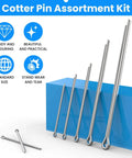 Cotter Pin Assortment Kit With 20 Pieces Of 304 Stainless Steel Hairpin Clips Fasteners in various sizes displayed.