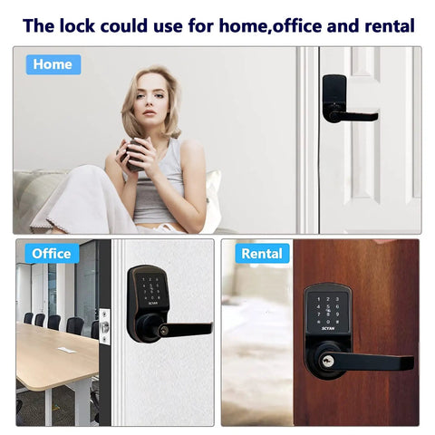 Keyless Fingerprint Smart Door Lock With Touchscreen Keypad And Auto Locking for home, office, rental use, aged bronze finish