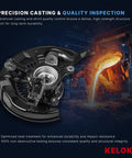 No Sweat Steering Knuckle And Wheel Bearing Hub Assembly Fits Toyota Highlander 2008 To 2017 And Lexus RX350 2010 To 2015 front view showing steel forged design and quality inspection.