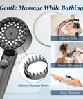Filtered Shower Head With Handheld, Powerful High Pressure 4 Spray with Filters and Anti Clog Nozzles, Silicone Massage Brush