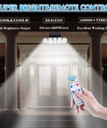 Outdoor Solar Flood Lights With 5 Heads, Remote Control Security Light With Motion Sensor, illuminating porch at night