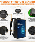 Portable Wearable Ad Backpack Packs 21.5 Inch Full HD LCD Screen With Built In Wifi Connectivity, showing ergonomic design and sturdy carry handle.