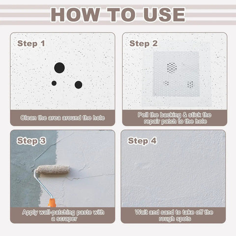 Step-by-step guide on using 2-Pack 6x6 Inch Peel-And-Stick Drywall Patch Aluminum Mesh for repairs
