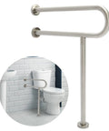 24 Inch Handicap Grab Bars For Bathroom Stainless Steel 304 Wall Mount And Floor Support Handrails No Slip Grip For Disabled Elderly Bath Toilet Safety Bar And Shower Rail