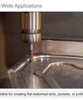 Square-nose end mill, 2-flute HSS cutter, installed in CNC spindle cutting aluminum